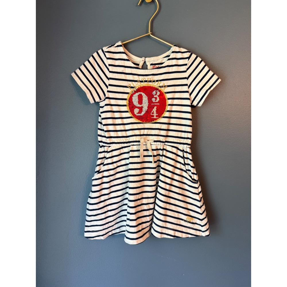 Mini Boden Harry Potter Platform 9 3/4 Sequin‎ Striped Dress Girls 3-4Y 104cm
